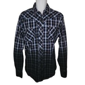ROPER Ombre Plaid Men’s Snap Button Western Cowboy Shirt Size M